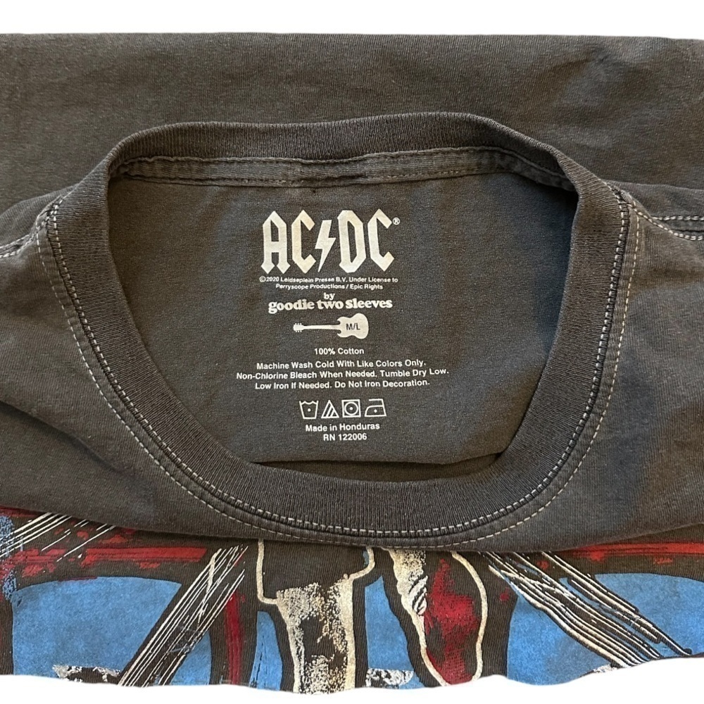AC/DC Blow Up Your Video Graphic Tee Cropped Rolled Hem Retro Gray Size M/L - Picture 5 of 12